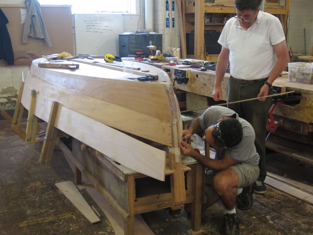 Nigel working on his wooden boat 