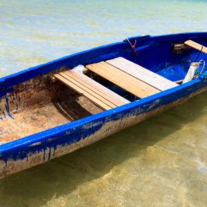 Fibreglass boat on tropic water