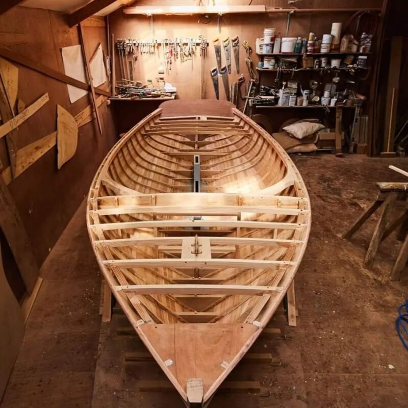 Wooden boat in building progress before the fire burnt it to ashes.