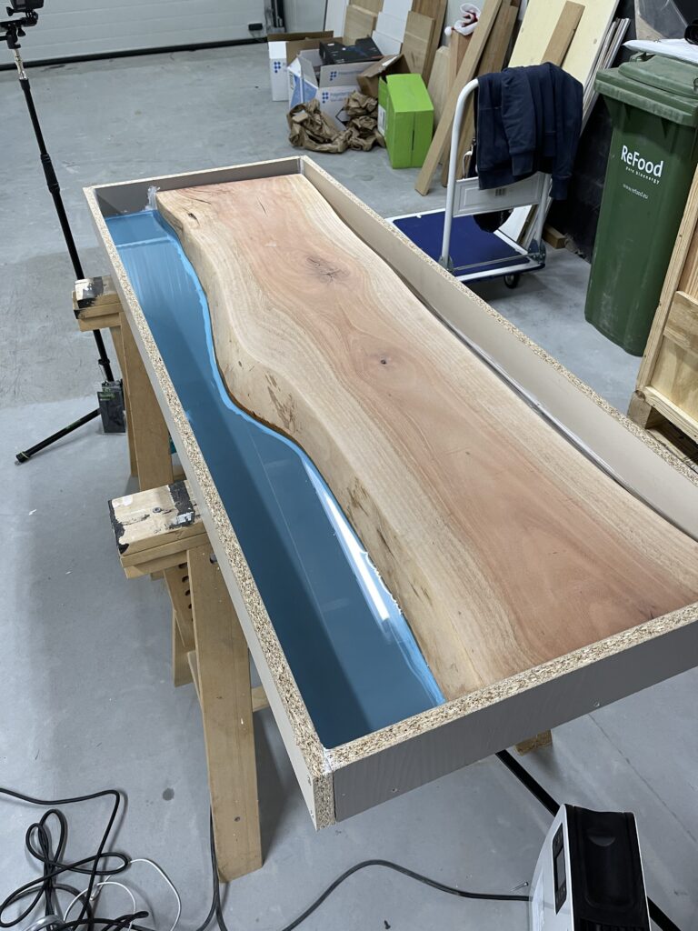 A river table made using west system epoxy 