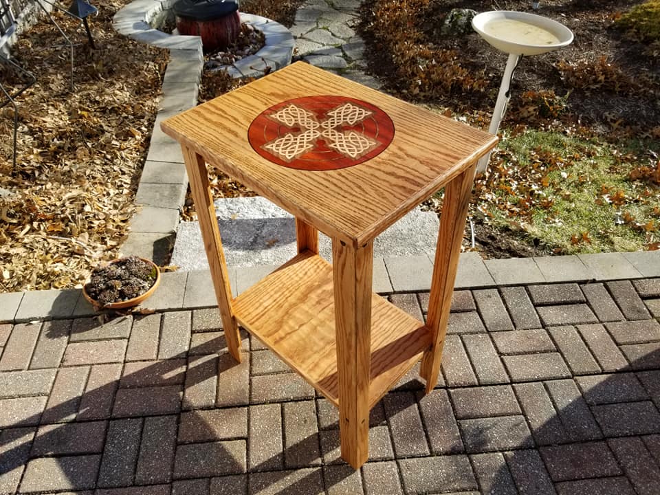 Celtic wooden table made with Entropy Resins Epoxy showing Chris' woodwork skills