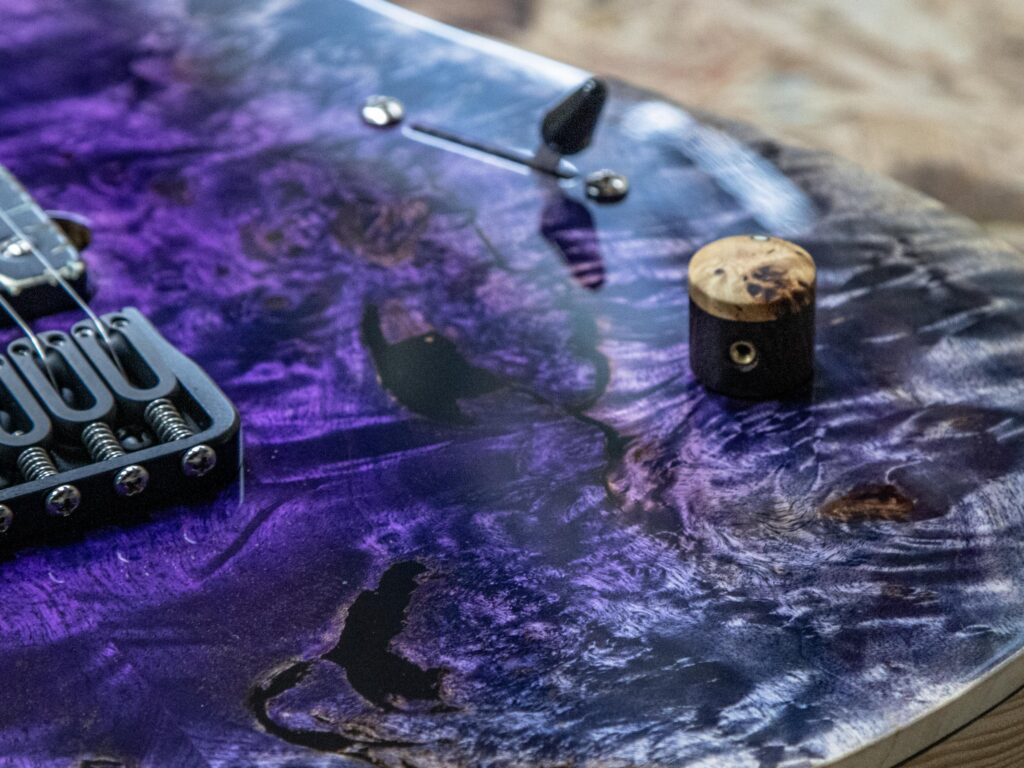 Purple guitar made by 'wel guitars' using west system 