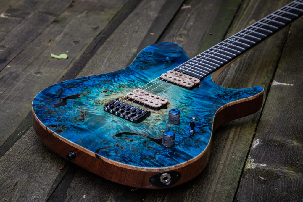 Blue guitar made by 'wel guitars' using west system 